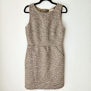 Banana Republic Dress Size 8 Brown Metallic Tweed Sheath